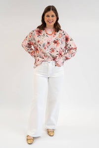Fate Anna Floral Sweater in pink - women's blouse - alternate view