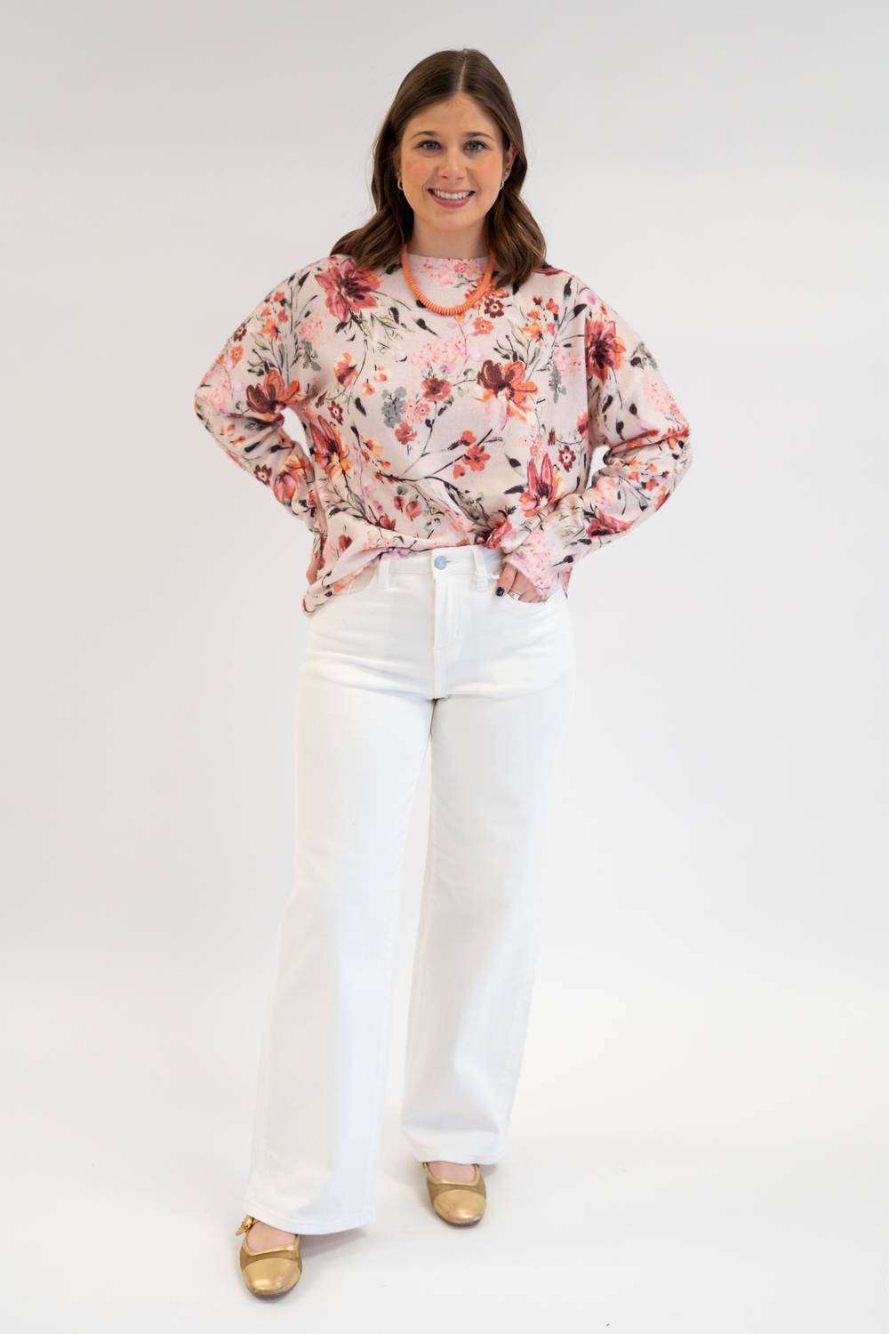 Fate Anna Floral Sweater in pink - women's blouse - alternate view