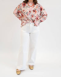 Fate Anna Floral Sweater in pink - women's blouse - detail view