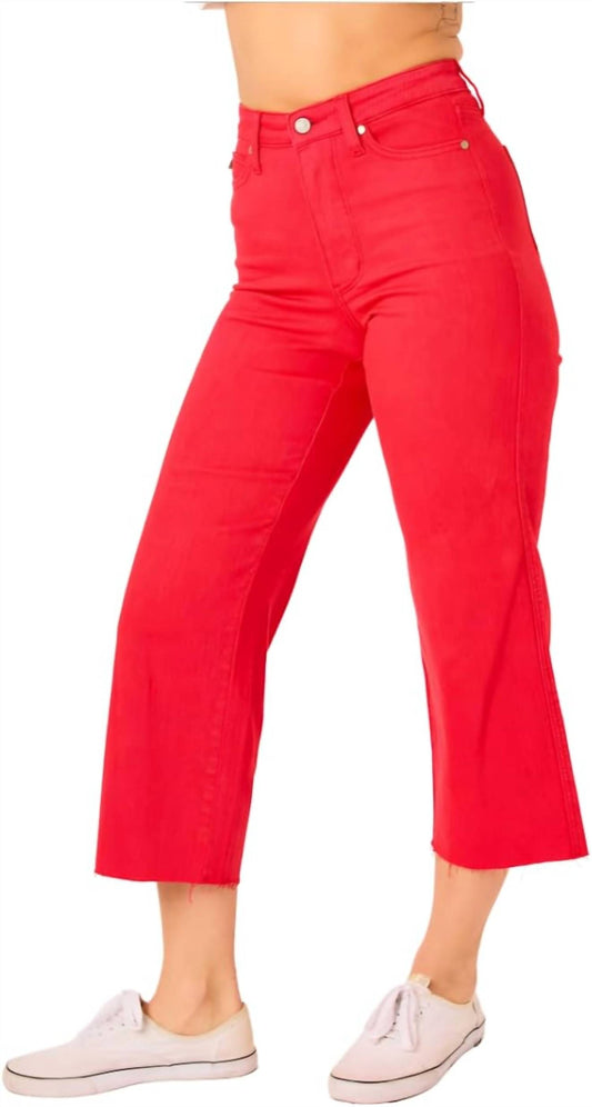 Judy Blue - High Rise Control Top Wide Leg Crop Jeans