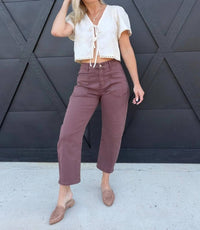 Faire - Women's Square Patch Pocket Ankle-length Barrel Jeans