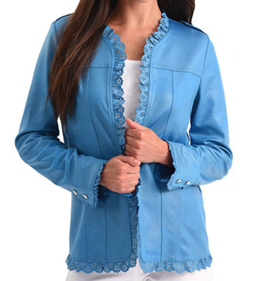 Angel - Microfiber Leather Laser Cut Open Jacket