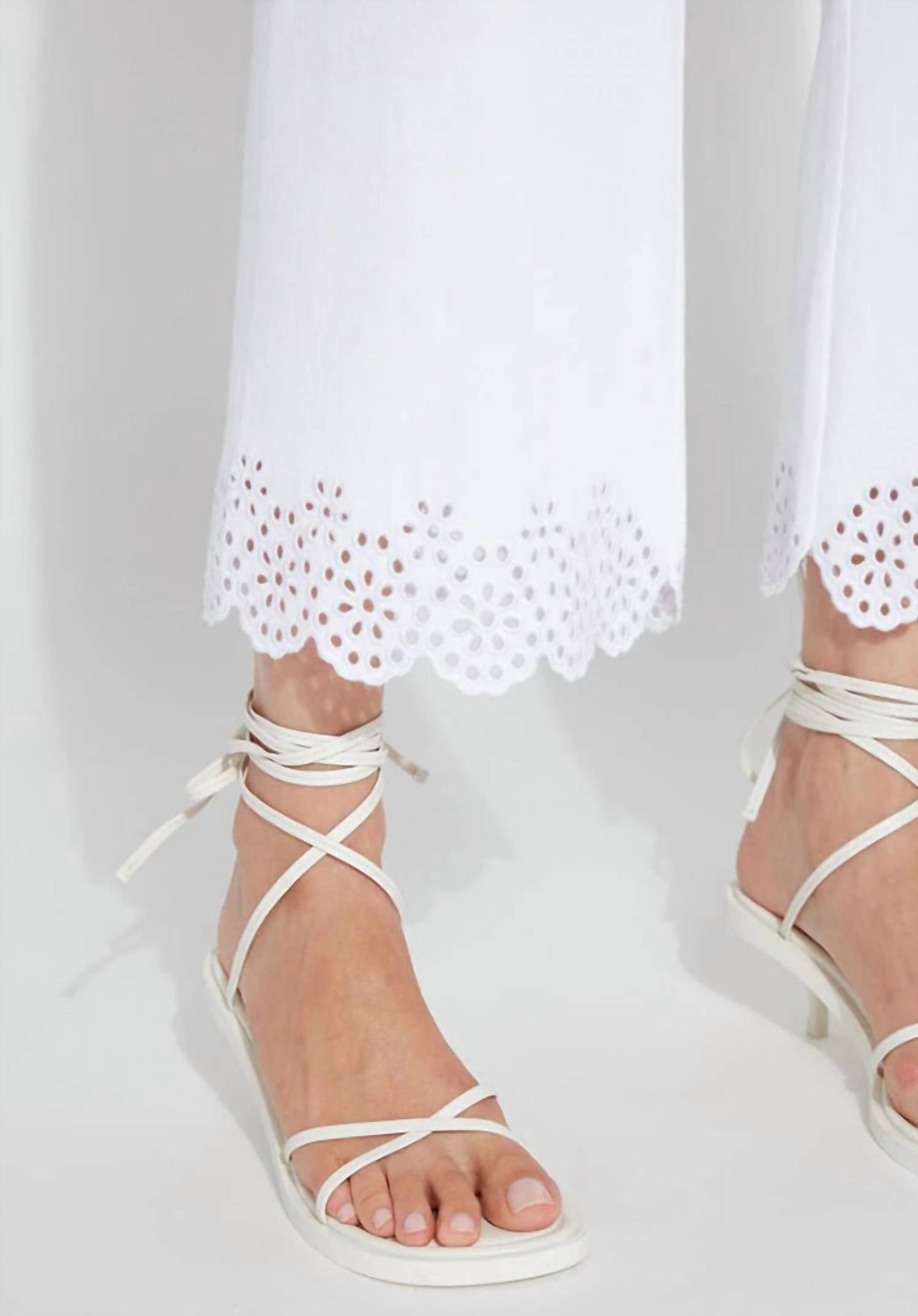 Lysse - Eyelet Embroidered Wide Leg Crop Pants