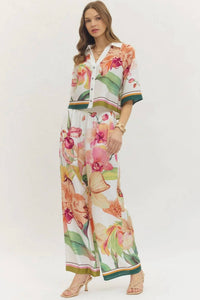Entro - Button Front Floral Blouse