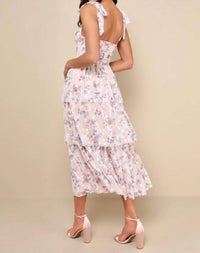 Lulus Flirtatious Radiance Floral Mesh Bustier Midi Dress in blush pink - women's dress - alternate view