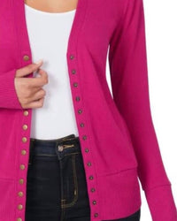 Zenana - Snap Full Sleeve Cardigan