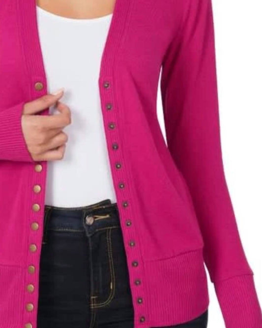 Zenana - Snap Full Sleeve Cardigan