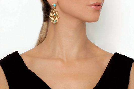 Avenue Chic - Women's Teardrop Hamsa Earrings