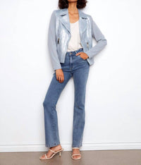CHARLIE B Foiled Faux Leather And Rib Knit Jacket in haze - women's jacket - alternate view