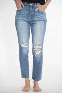 Tea N Rose - Benett High Rise Cropped Mom Jeans