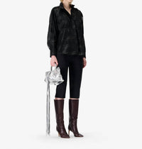 IRO Valmu High Collar Shirt in black lurex - women's shirt - alternate view