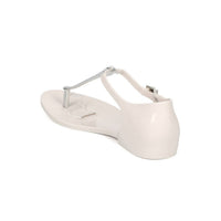 Women's Honey Chrome Jelly Metallic T-Strap Flat Sandal