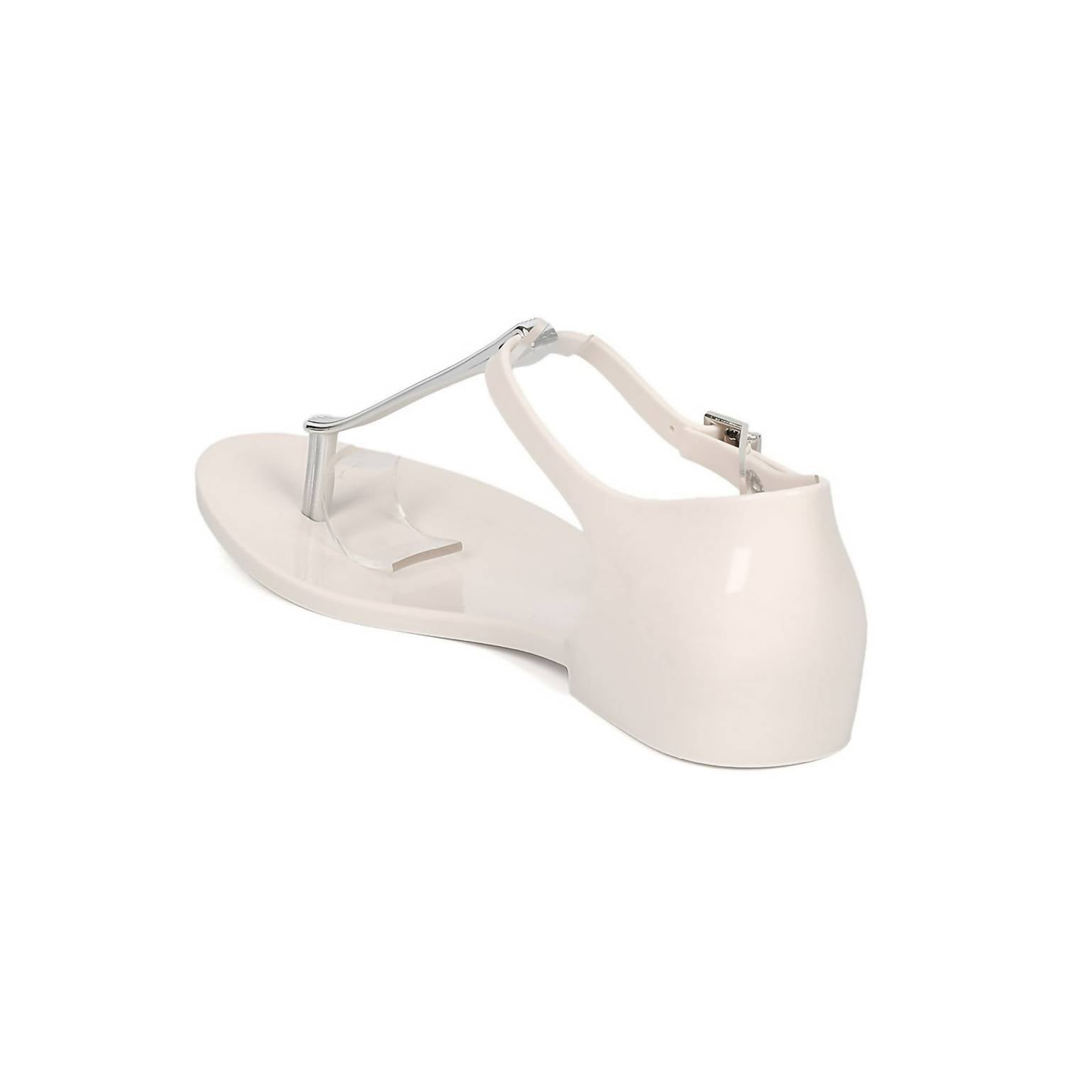 Women's Honey Chrome Jelly Metallic T-Strap Flat Sandal