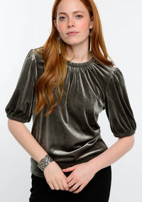 Ivy Jane - Velvet Rouched Neck Top