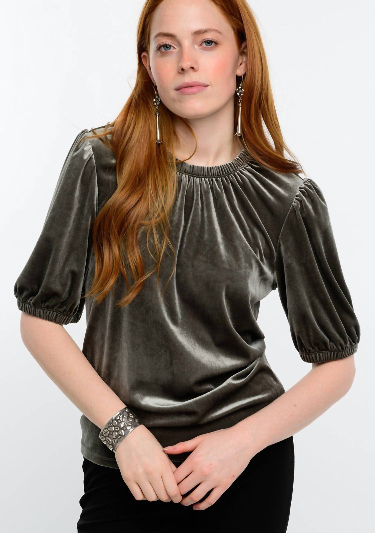 Ivy Jane - Velvet Rouched Neck Top