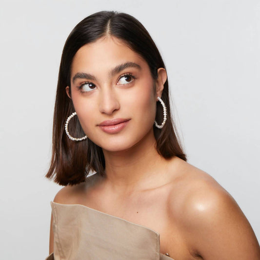 Lele Sadoughi - Women's Freshwater Pearl Large Hoop Earrings