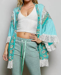 Pol - Ruffle Sleeve Open Relaxed Fit Cardigan