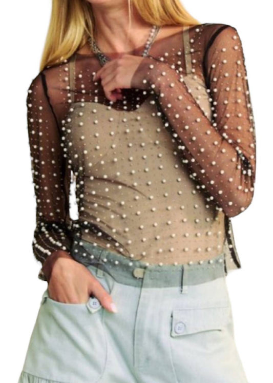 Davi & Dani - Bead and Pearl Mesh Top