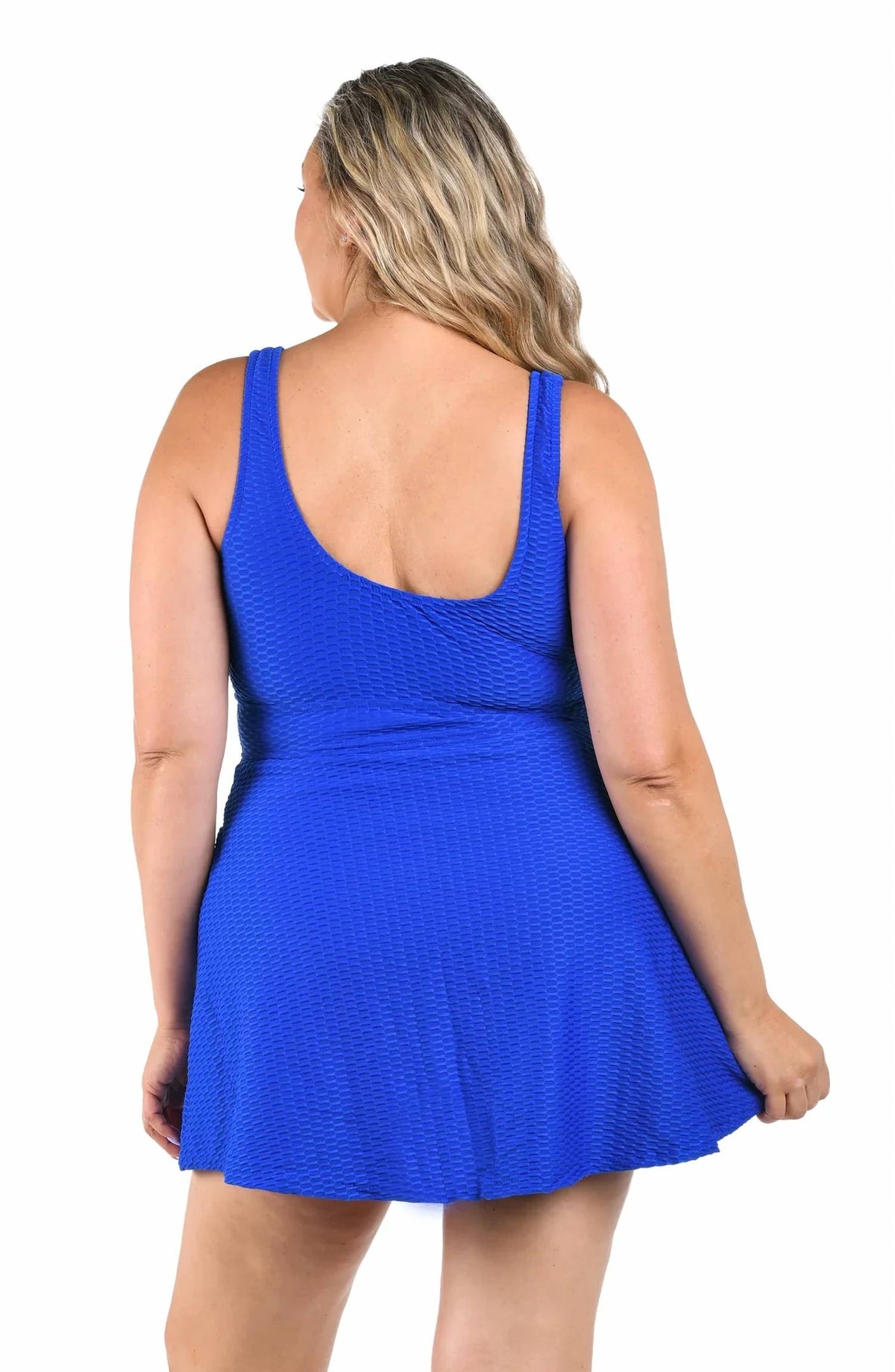 Maxine Of Hollywood - Textured Spa V-neck Swim Dress One Piece - Plus