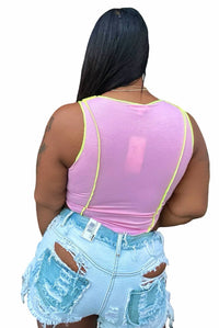 Hot & Delicious - A Lil Picky Sleeveless Stretch Color Block Ribbed Bodysuit