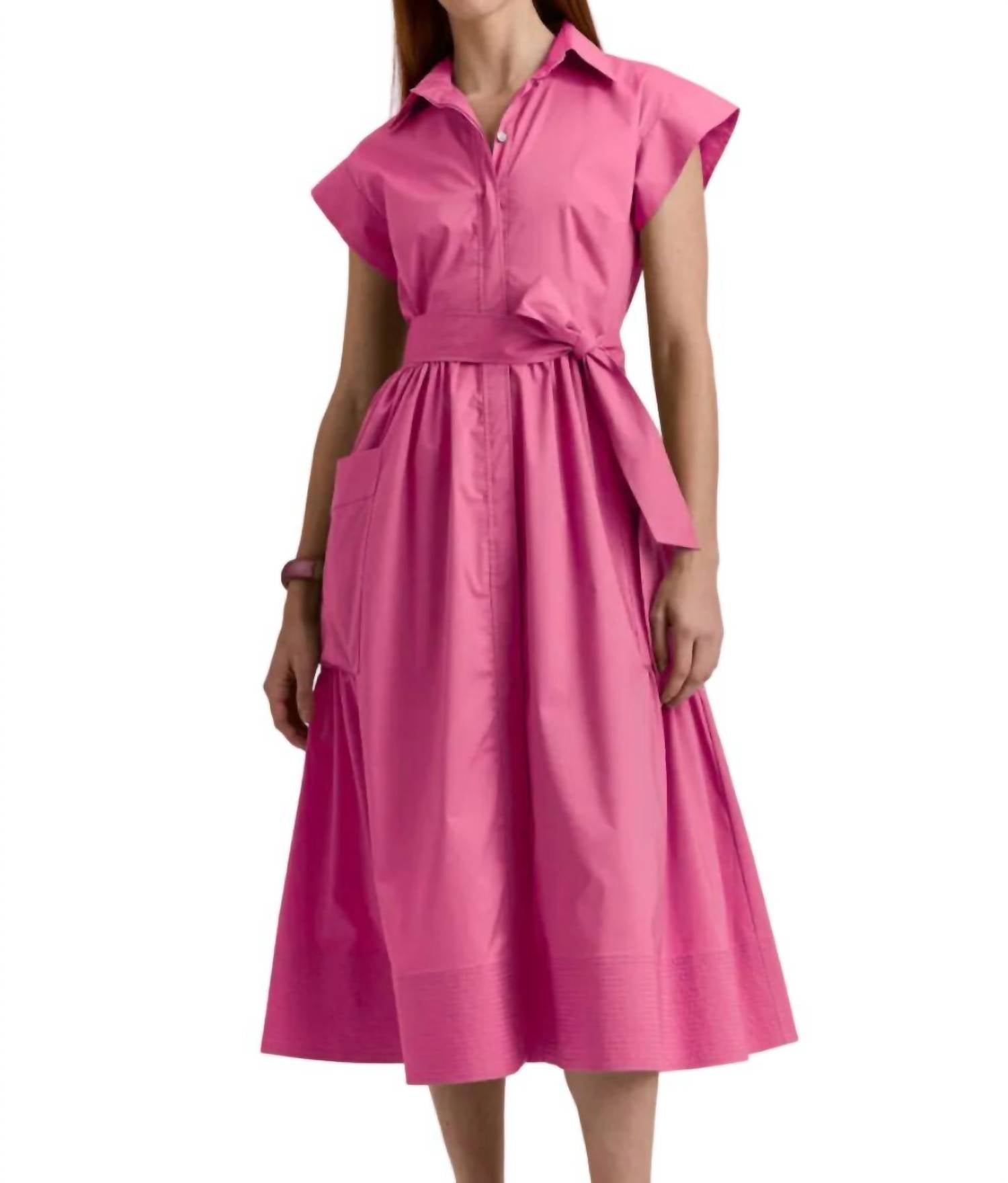 Hinson Wu Annabelle Short Sleeve Dress in guava - women's dress