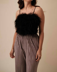 Lucy Paris - Phoebe Feathered Crop Top
