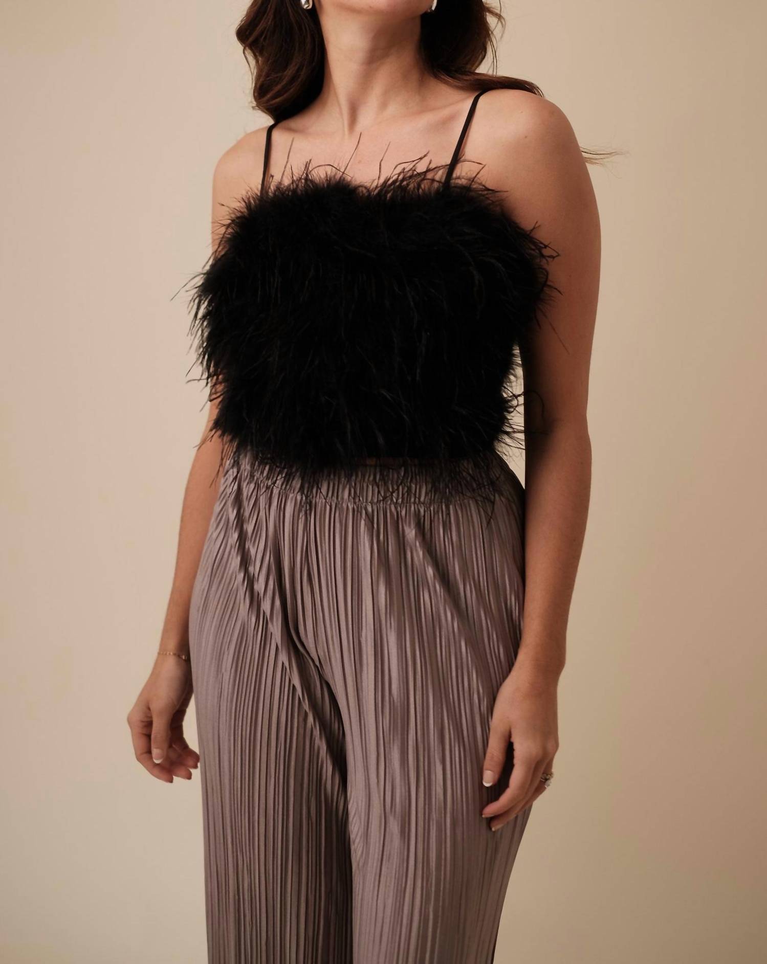 Lucy Paris - Phoebe Feathered Crop Top