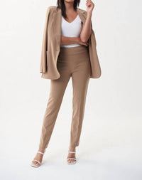 Joseph Ribkoff Straight Leg Tab Pull On Pants in latte - women's pants - detail view