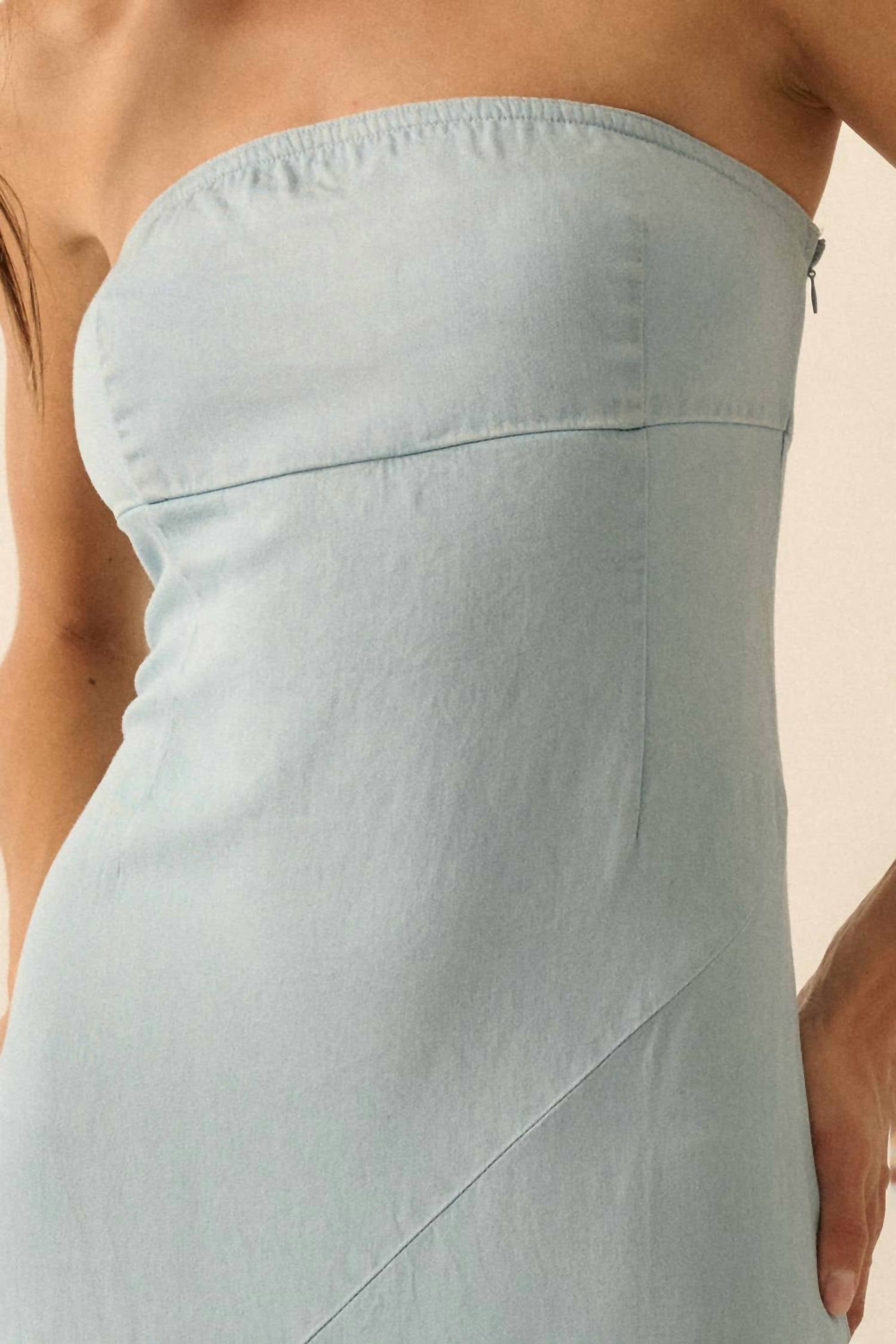PROMESA Demi Denim Strapless Dress in blue - women's dress - view 6