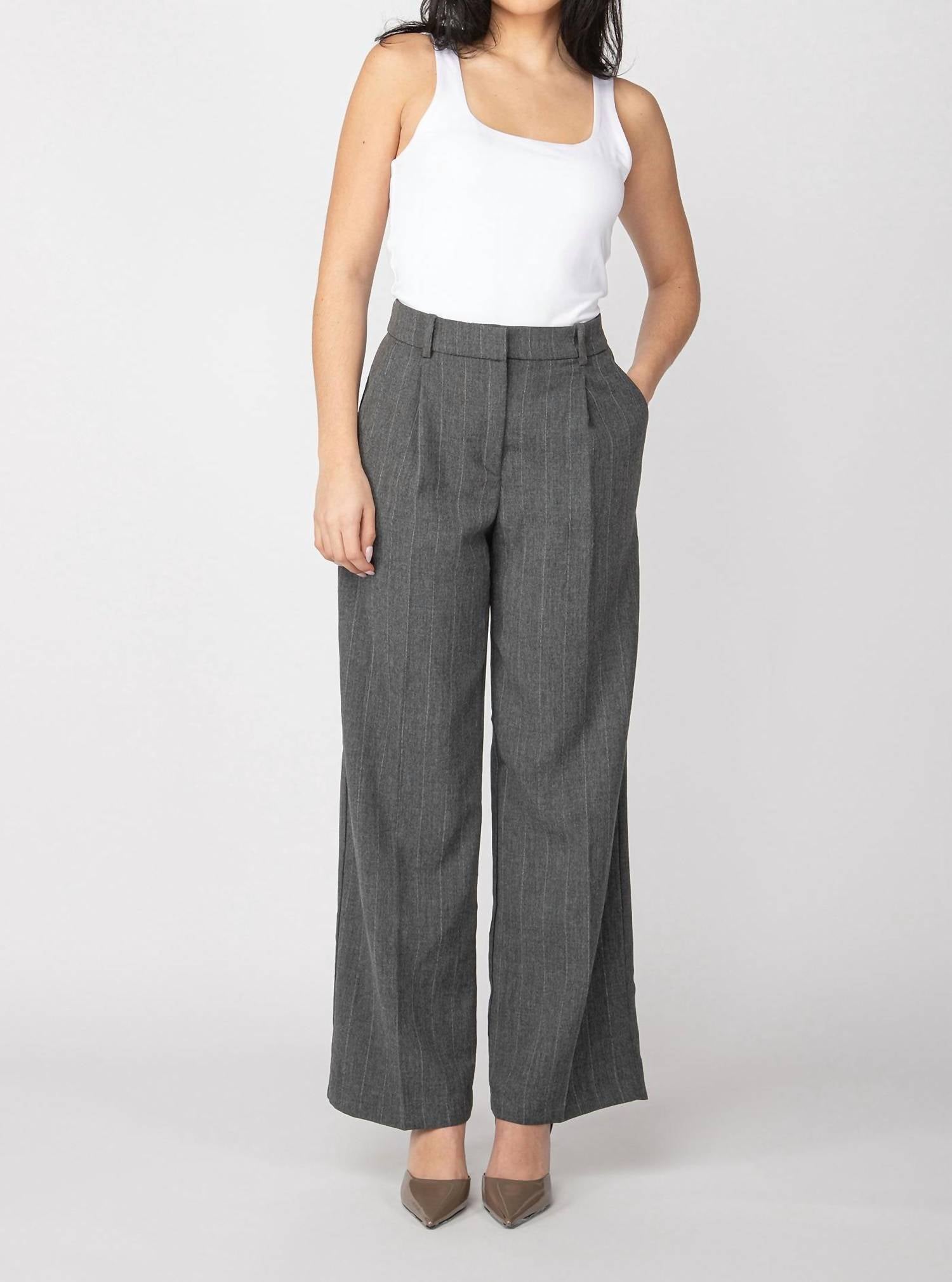 Dex - Wide Leg Pinstripe Trouser
