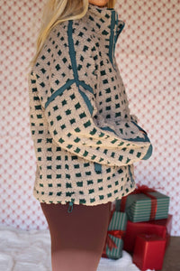 Very J - Women's Fuzzy Checkered Jacket