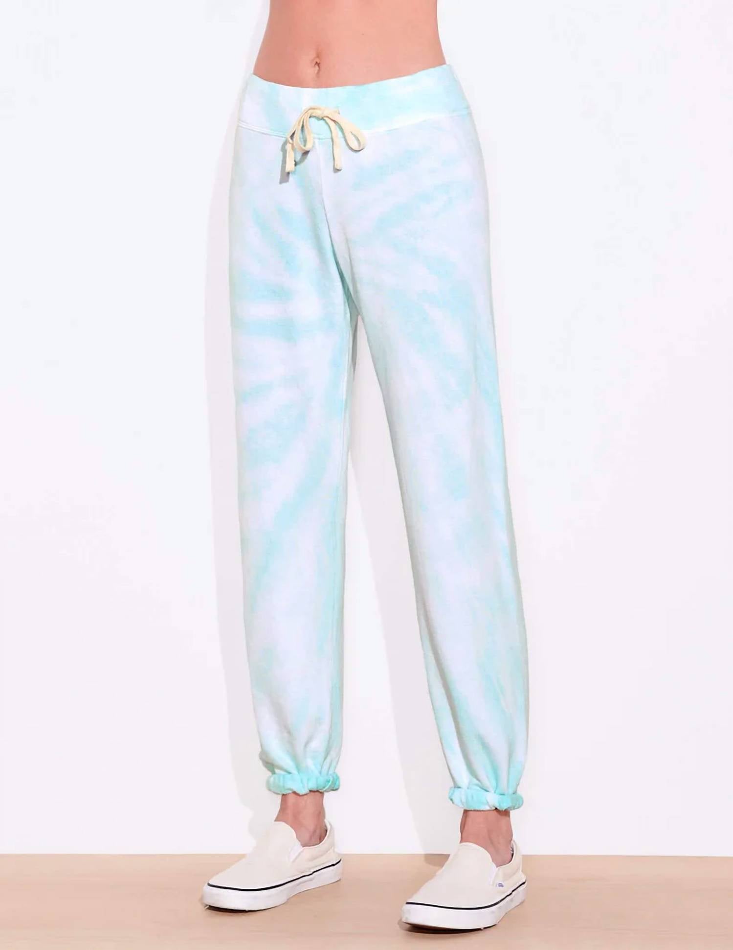 Sundry Basic Sweatpants in fiji white tie dye - women's pants - detail view
