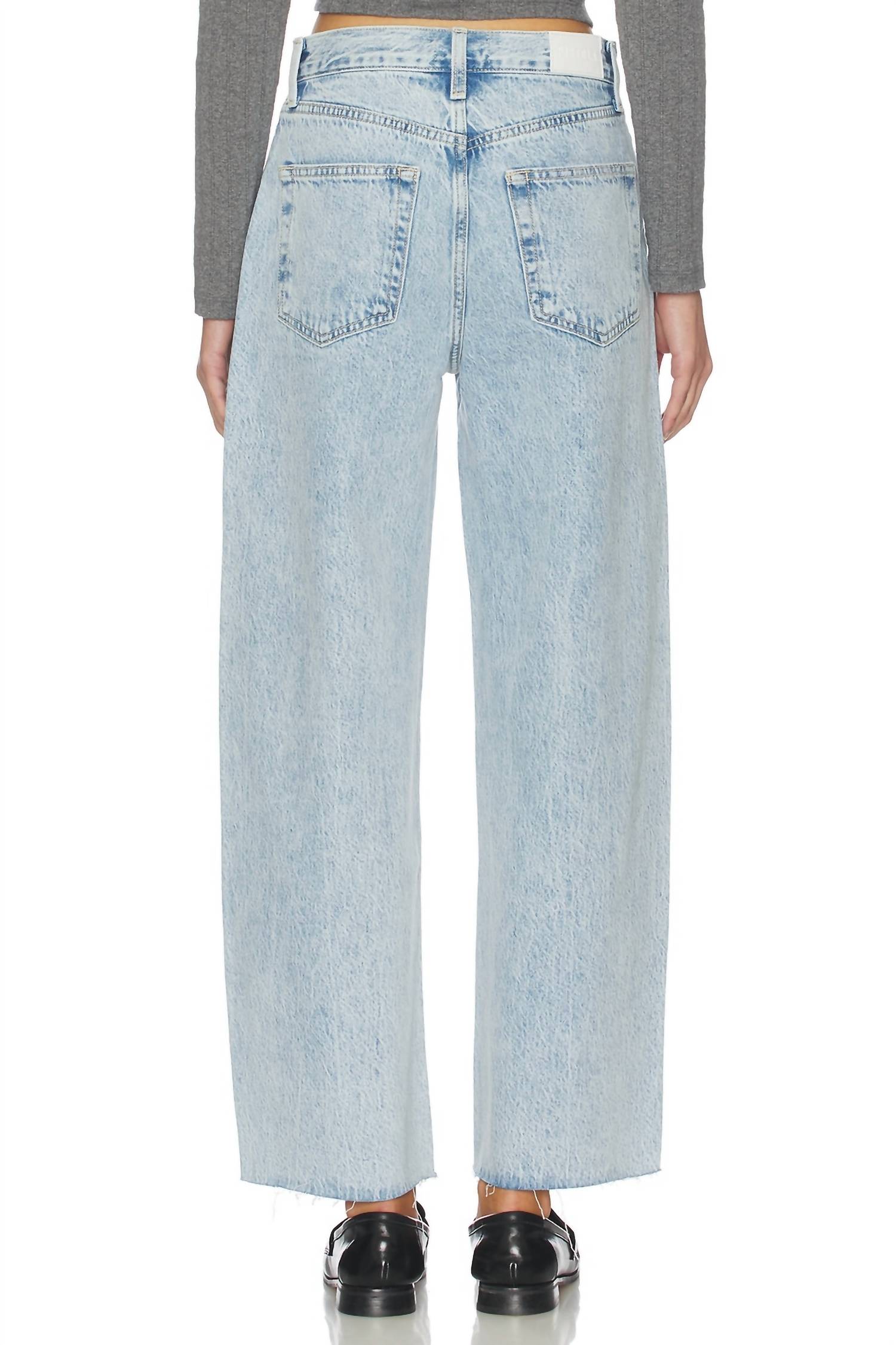PISTOLA Tate Crop High Rise Bowed Wide Leg Jeans in modena - women's jeans - detail view