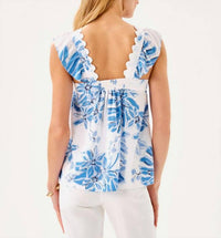 Lilly Pulitzer Gyah Sleeveless Top in blue - women's blouse - detail view
