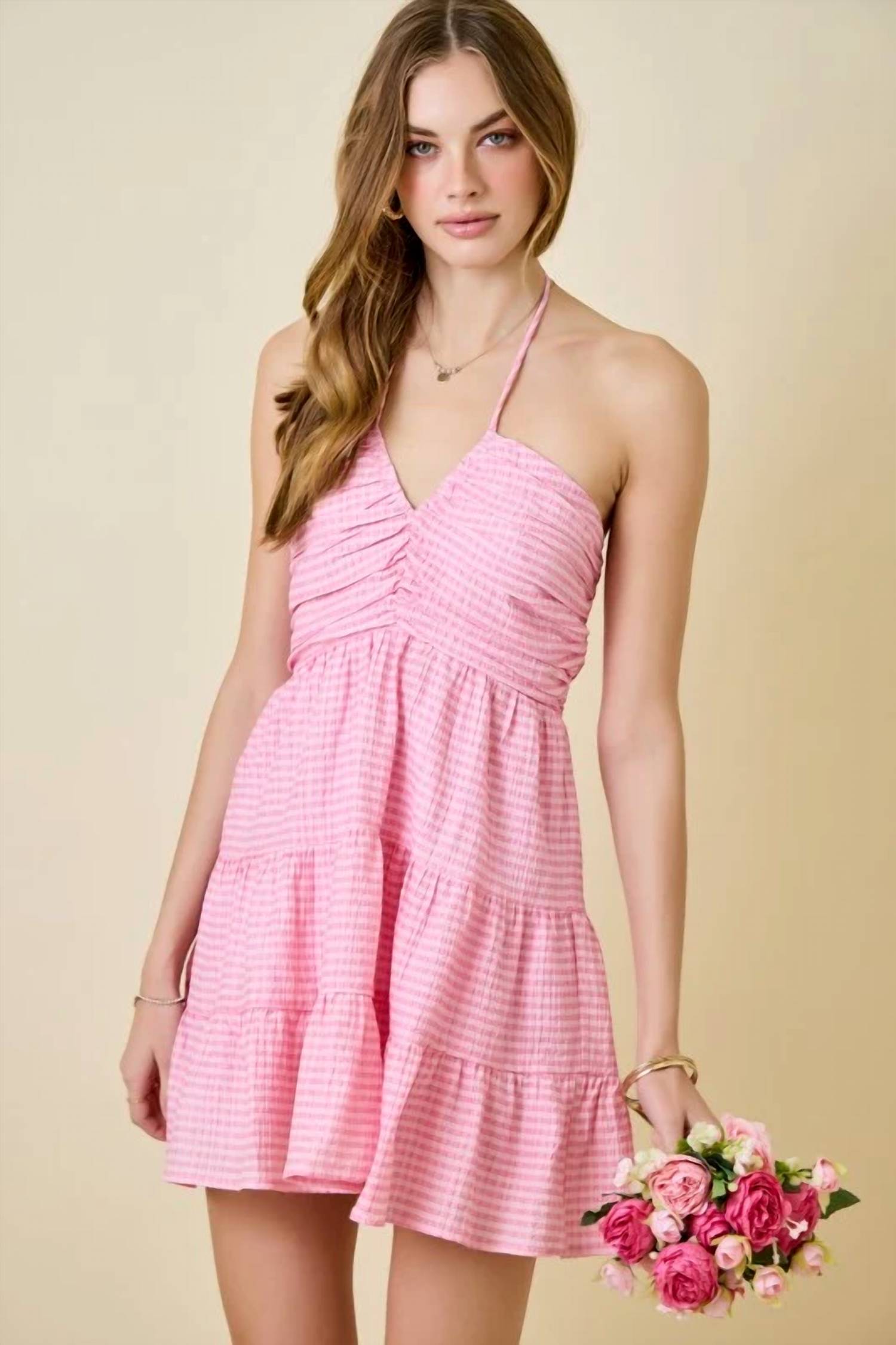 Day + Moon - Gianna Halter Gingham Mini Dress