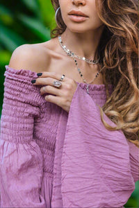 Zinnia Pearl - Women's Sexy Shoulders Maxi Dress