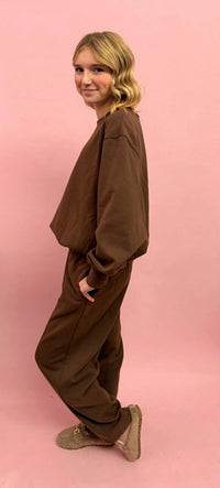Things Between - Bubble Hem Sweatshirt And Barrel Sweatpant Set
