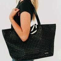 Pretty Simple - Women's Woven Vegan Leather Organizer Tote Bag