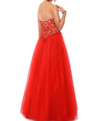 Precious Formals - Embroidered Lace And Illusion Prom Dress