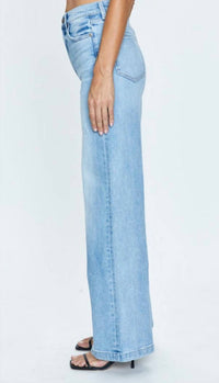 PISTOLA Lana High Rise Ultra Wide Leg Jean in chalet vintage - women's jeans - detail view