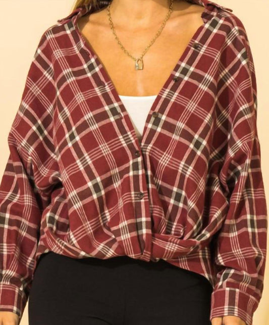 Double Zero - Twisted Oversized Plaid Shirt