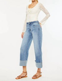 Kancan - High Rise Crop Wide Leg Jeans