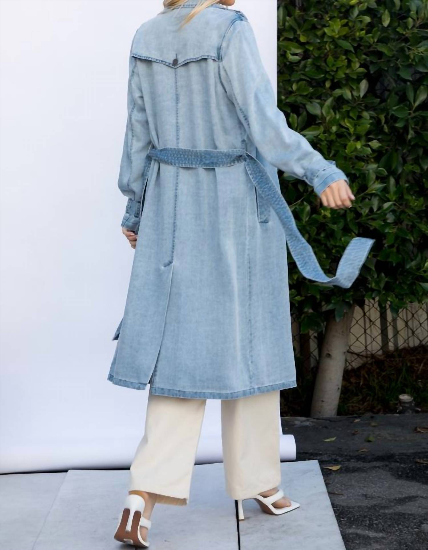 Davi & Dani - Tencel Denim Garment Washed Trench Coat