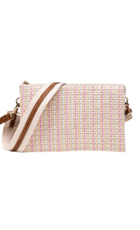 Jen & Co. Women's Izzy Woven Crossbody Bag in multi lavender - women's bag - detail view