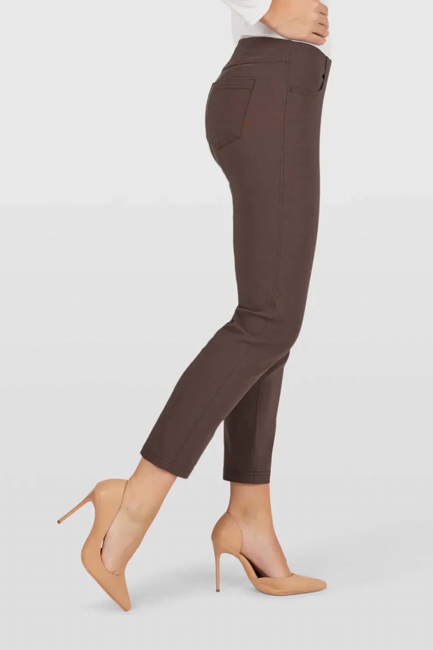 ROBELL Bella Straight Fit Trousers in toffee - women's pants - detail view
