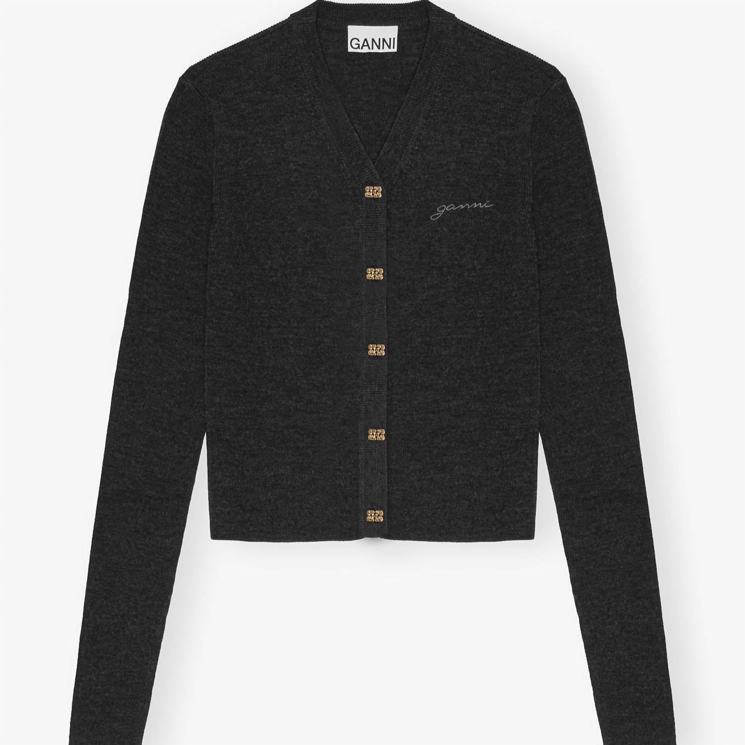Ganni - Mini Ribbed Merino Cardigan