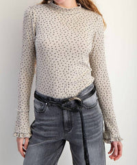 Easel - Floral Printed Thermal Fitted Top