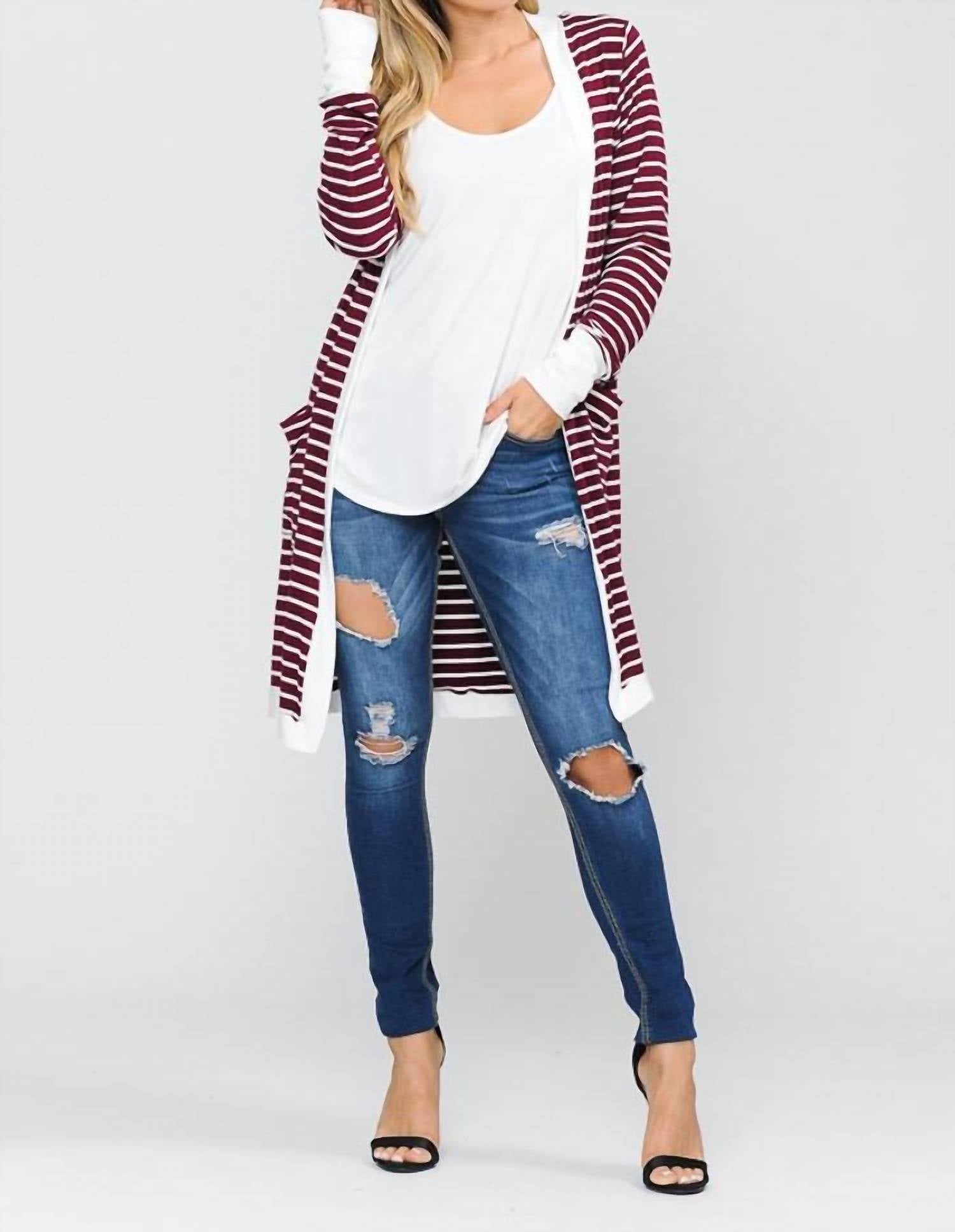 Susi - Stripe Midi Open Cardigan