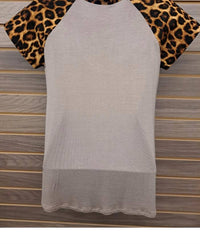 Color Bear - Women's Leopard Sleeve Solid Bodice Tee