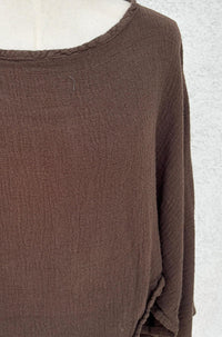 Oh My Gauze! Women's Vanna Top in espresso - women's blouse - detail view
